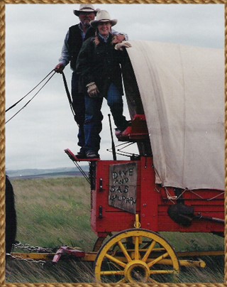Dave and Sas Waldron ready to take you for a Wagon Ride, Dinner awaits you!